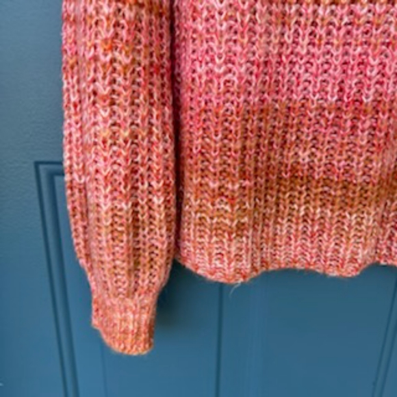 LOFT SPACEDYE KNIT V NECK SWEATER SIZE MEDIUM NWT PINK ORANGE  PASTELS - Picture 7 of 15